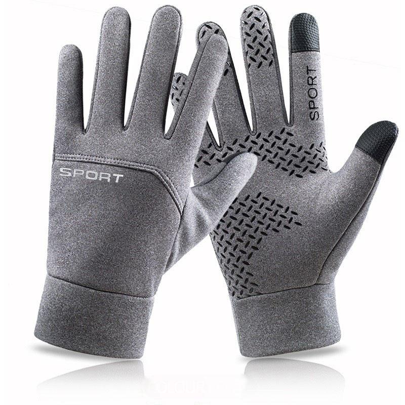 Black Touch Screen Gloves Men's Women's Warm and Plush Windproof Waterproof Anti Slip Cycling Gloves Autumn and Winter