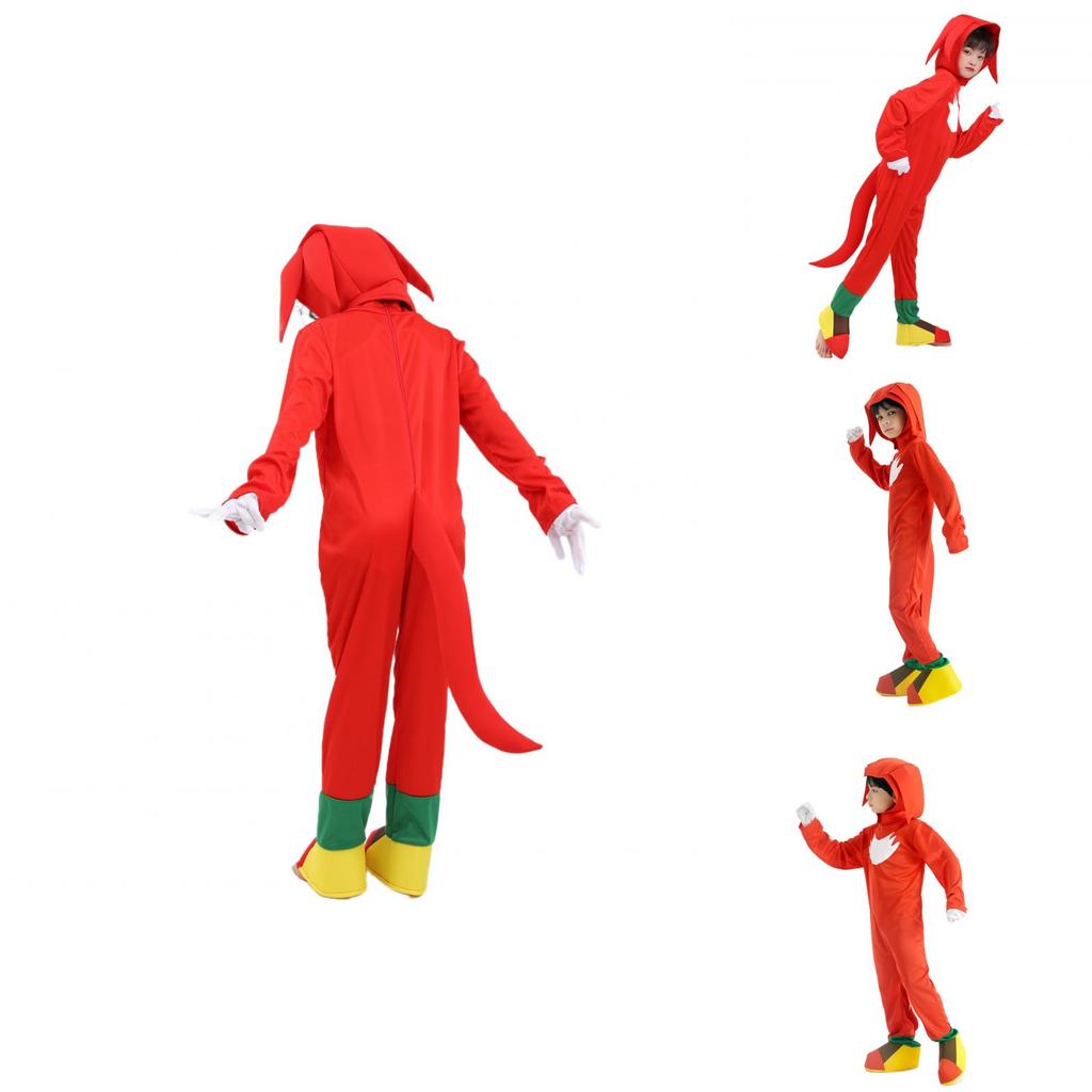 Kinder Sonic The Hedgehog Roter Knuckles Cosplay Kostüm Jumpsuit Für Unisex