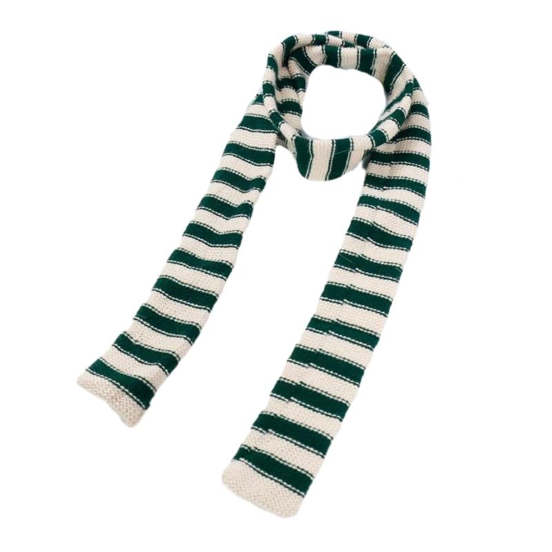 

Women Men Scarf, Knit Striped Scarf, Long Winter Women Scarves Striped Scarf Warm Knitted Scarves Streetwear зелёный