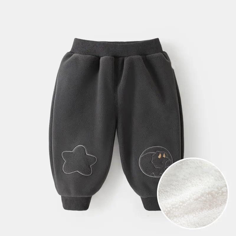 

Детские повседневные спортивные штаны Осень Зима Бархатные штаны Ollie для мальчиков Мультяшные теплые брюки для девочек Детская одежда для малышей свободного кроя 120 серый