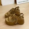 Fashion Bohemia Metal Rivet Decoration Fringe Suede Sandals Women 2025 Summer Chunky Platform Wedge Heel Sandals Casual Back Strap Shoes