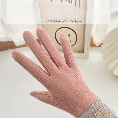 Warm Gloves All Fingers for Women Autumn Outdoor Korean Style Sports Cycling Touch Screen Driving Gloves Cute Student Plus Velvet