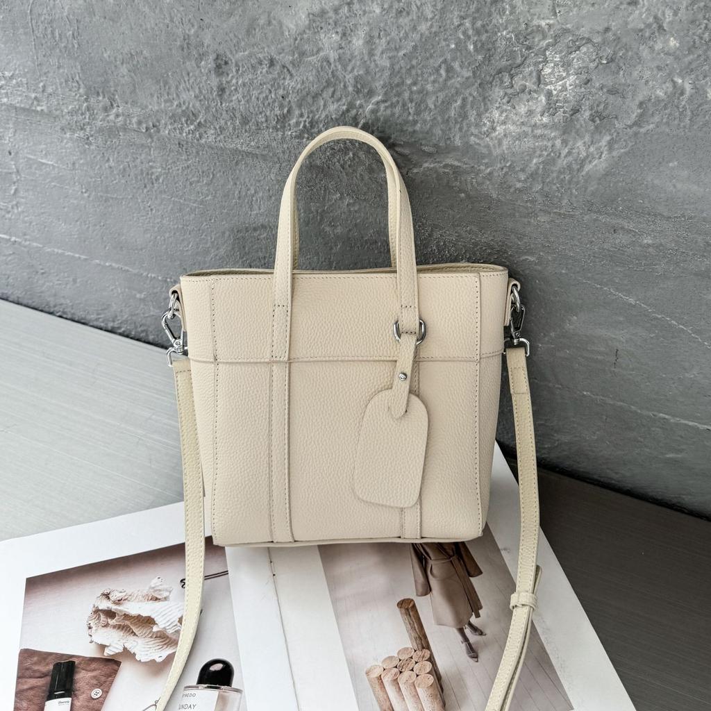 Bolso de piel vacuna bandolera Moda popular Color sólido Bolso de hombro para mujer Práctico Portátil Cesta de verduras Bolso sencillo para mujer