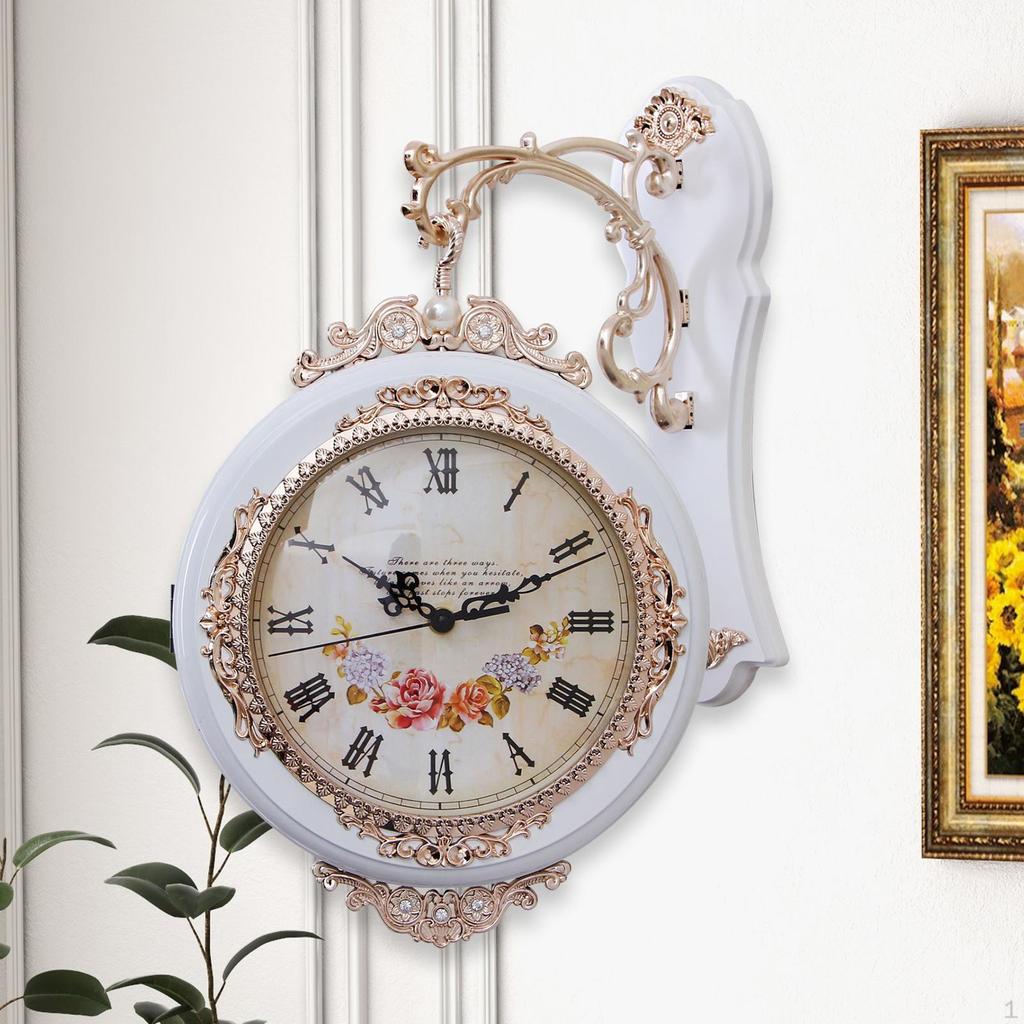Double Sided Wall Clock, Mounted Decorative Timepiece for Kitchen