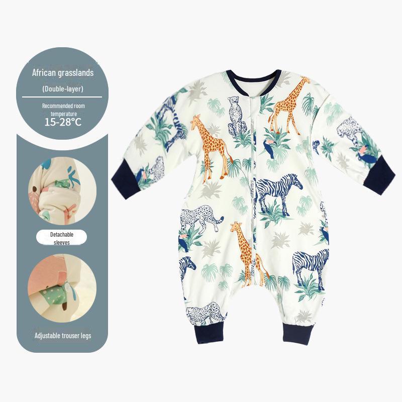 Sac de dormit pentru bebeluși Inxiuli din bumbac pur, cu picioare separate, anti-lovire, îngroșat pentru toamnă și iarnă