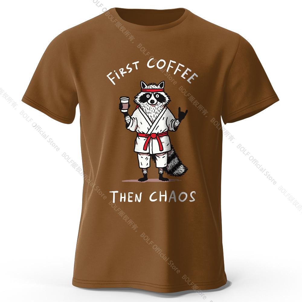 Men's First Coffee Printed T-Shirt 100% Cotton Oversized Morning Graphic Tees for Women Summer Tops Cafe Streetwear