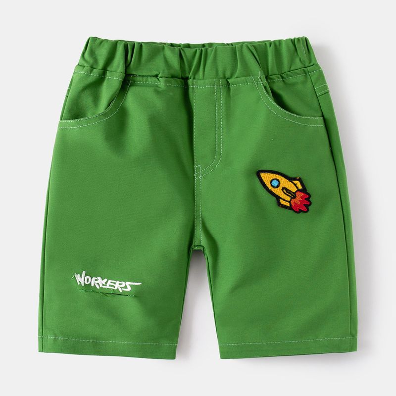 Boys Middle Pants Pure Cotton Thin Children s Summer Clothing Kids Pants Baby Boys Rocket Labeling Fifth Pants Kid Shorts Green 120 cm