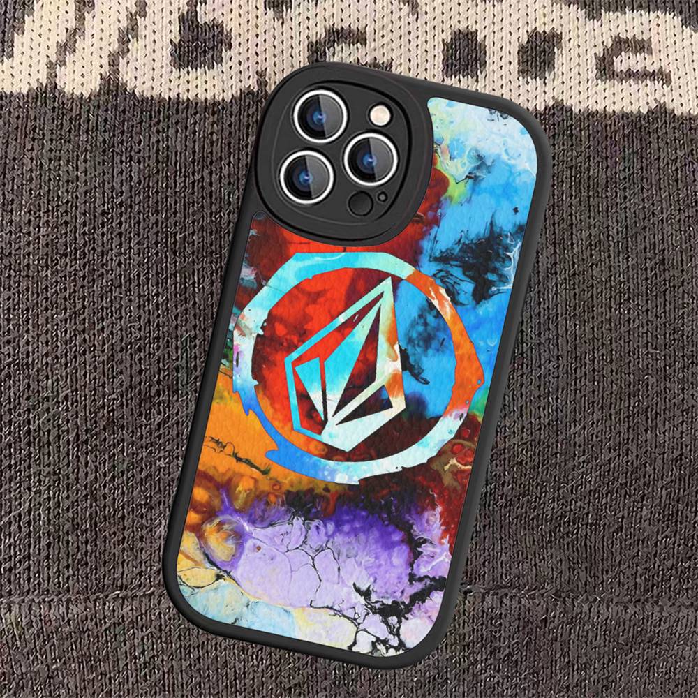 V-Volcom LOGO Mode Für IPhone 16 15 14 13 12 11 Pro Max Plus Leder Handyhülle