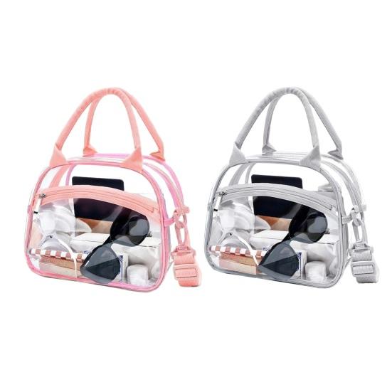 Transparent Handbag Clear Crossbody Tote with Adjustable Strap Large Capacity Waterproof Shoulder