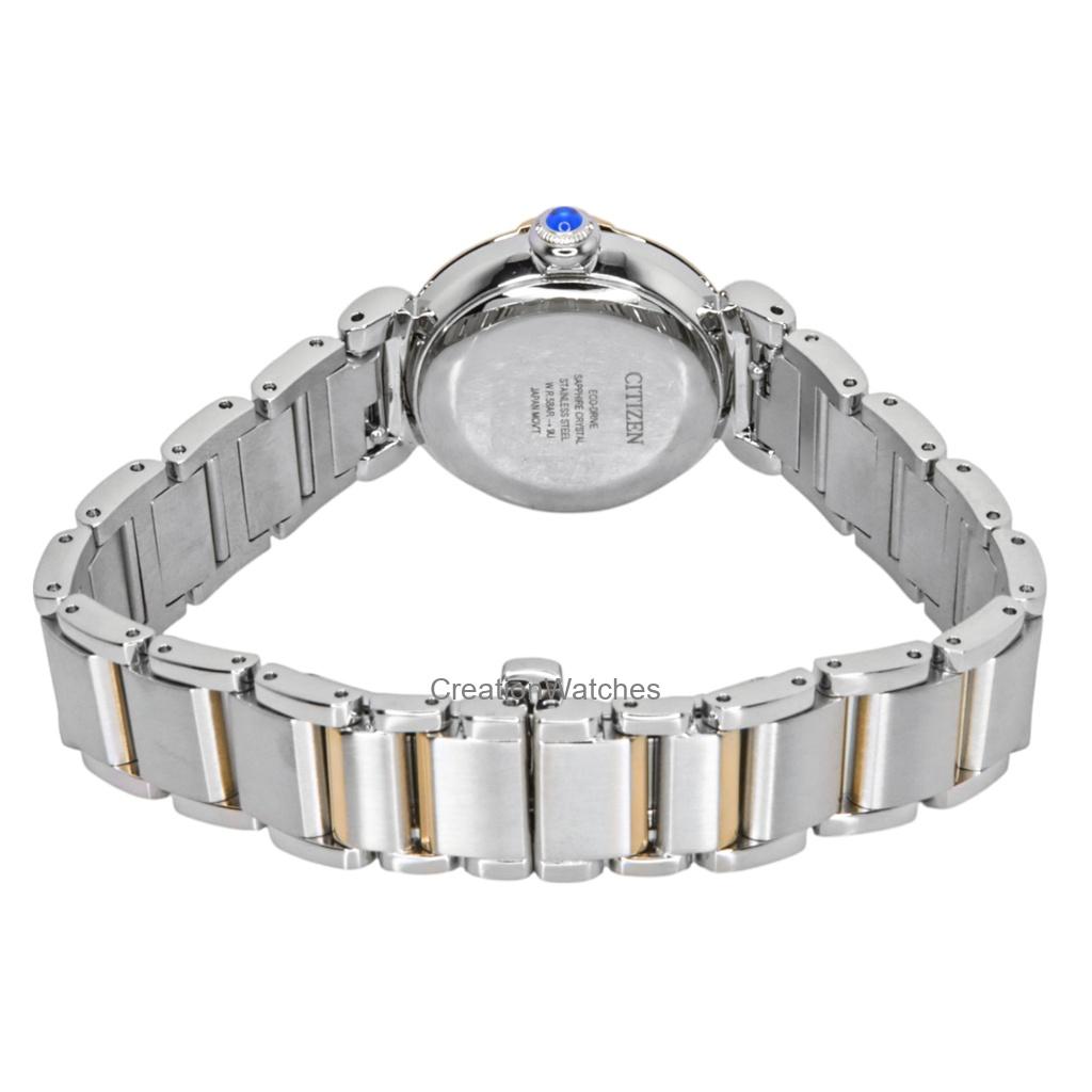Citizen L May Bells Mini Stainless Steel White Mother Of Pearl Dial Eco-Drive EM1136-87D Women's Watch