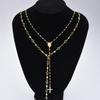 2 Pcs/Set Y-Shape Tassel Chain Multi-layered Necklace for Women Vintage Colorful Crystal Cross Necklaces Daily Wear Jewelry Gift