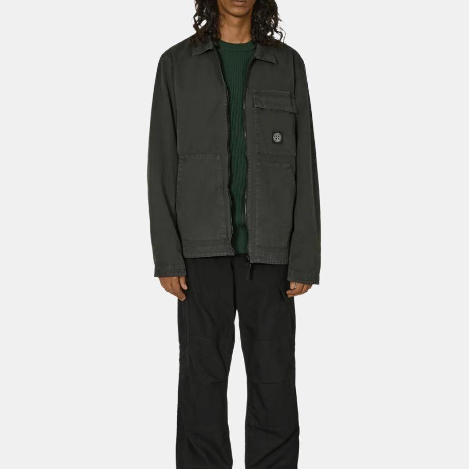 Stone Island Logo Print Zip Collar Long Sleeve Jacket Men jackets Gray 811511501-V0162