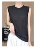 Minimalist Women's High Neck Fine Knit Thin Vest Pullover Camisole for Spring/Summer