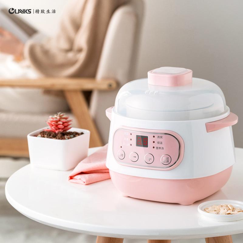 Slow cooker steamer porridge and soup water-proof saucepan 1L smart appointment + timing slow cooker automatic heat preservation