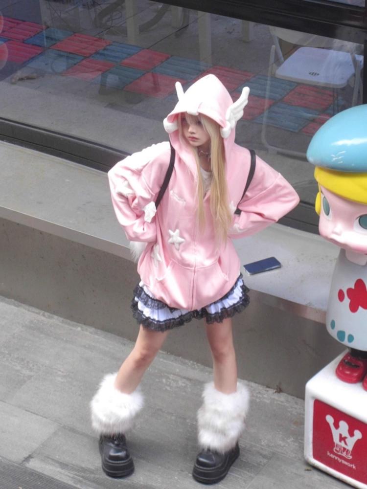 Veste à Fermeture éclair Grande Taille Punk Ample Japonais Couture