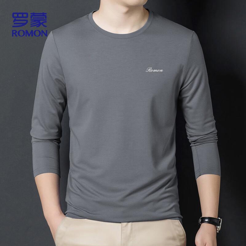 ROMON Men s EEW1 Pure Cotton Long Sleeve Round Neck T-Shirt M серый