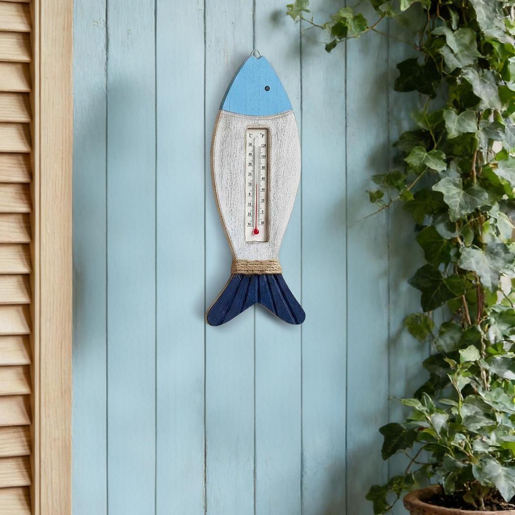 Holz-Wandthermometer Nautisch Innen Außen Hängendes Thermometer für Strandhaus Seehütte