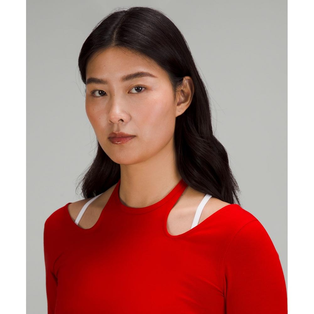 Lululemon Lunar New Year Halter Neck Long Sleeve Shirt Dark Red