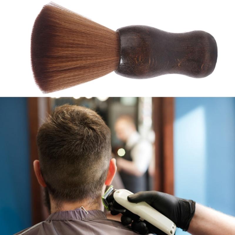 Professional Hairdressing Neck Duster Brush for Salon Use Soft Bristles Wood Handle Hairdressing Cleaning Brush