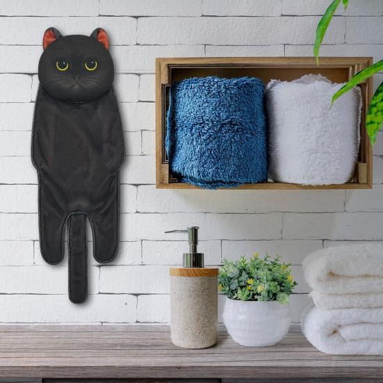 Hand Towel Adorable Cartoon Cat Shaped Towel Soft Absorbent Hanging Towel for House Kitchen Bathroom