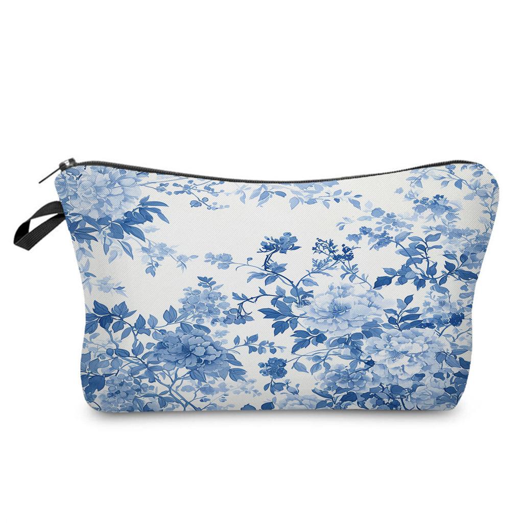 Women Blue and White Porcelain Print Cosmetic Bag Toiletries Organize Travel Storage Case 6358