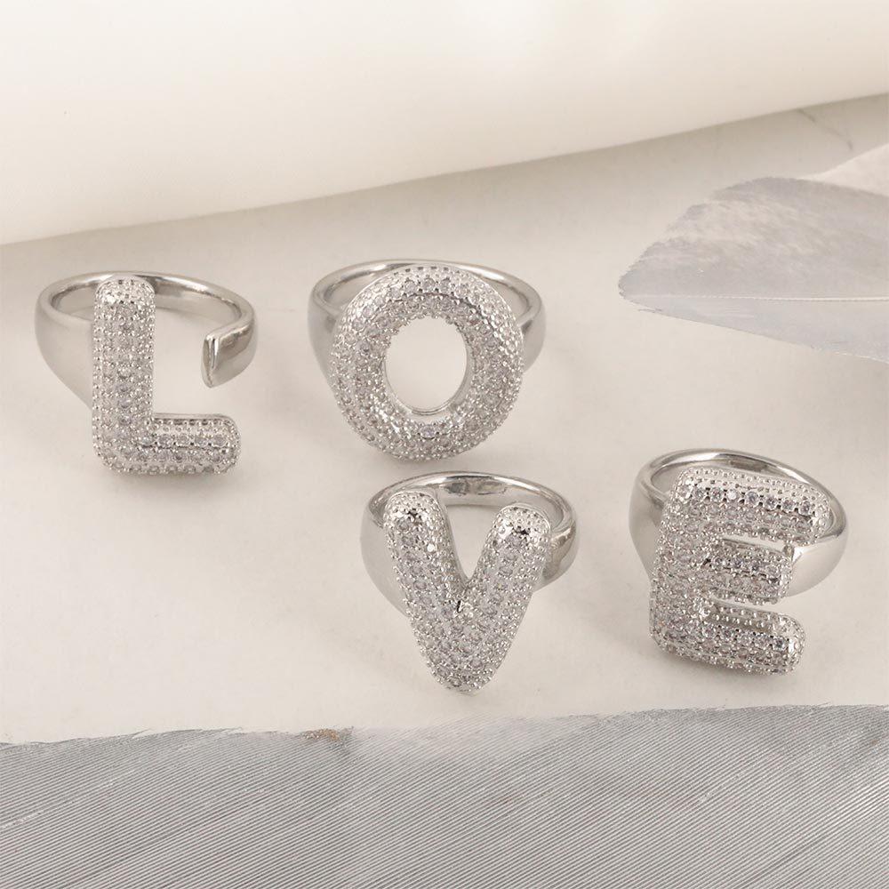 26 Letter Open-Ended Zircon Ring INS Minimalist Series Gift For Friends
