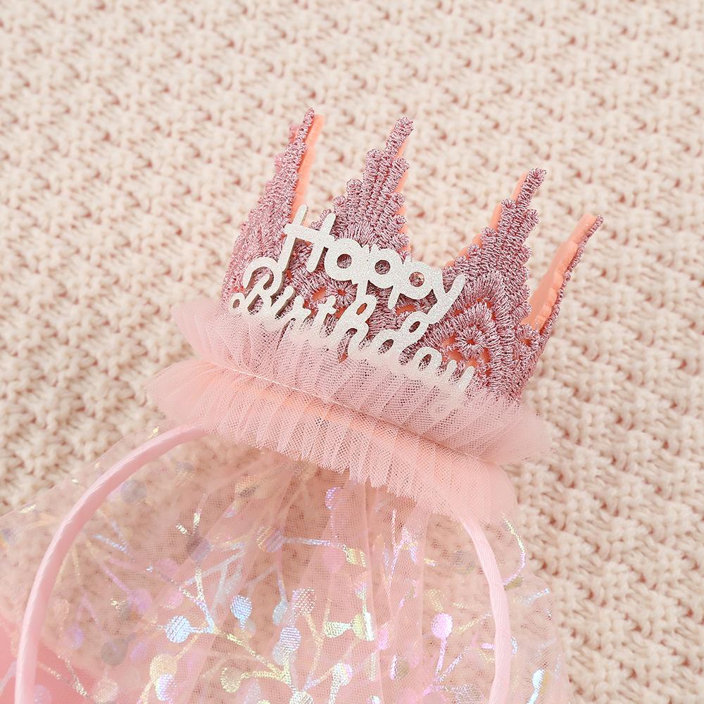 Internet Celebrity Lace Mesh Headband Crown Cross-Border Birthday Party Accessory