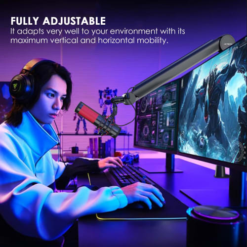 IXTECH Premium Microphone Boom Arm with Desk Mount, 360 Rotation, Fully Adjustable, for Podcasts, Video, Gaming, Radio, Studio, and Recording, Durabl