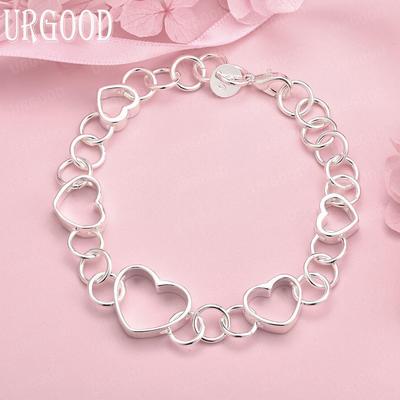 925 Sterling Silver Heart-shaped O-chain Bracelet Fashion Wedding Jewelry