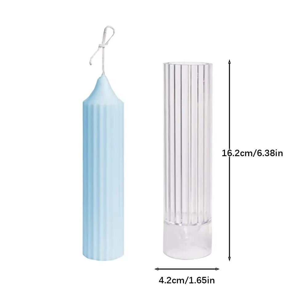 Geometry Stripe Pillar Candle Molds Plastic Column Making CandleHolder Wedding Items 3D Silicone Mold Taper Acrylic Party Supplies
