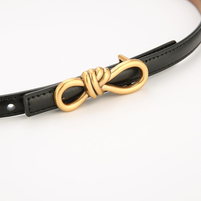 2025 Women's Versatile Genuine Leather Bowknot Waist Cinch - Thin Decorative Belt for Skirts and Shirts