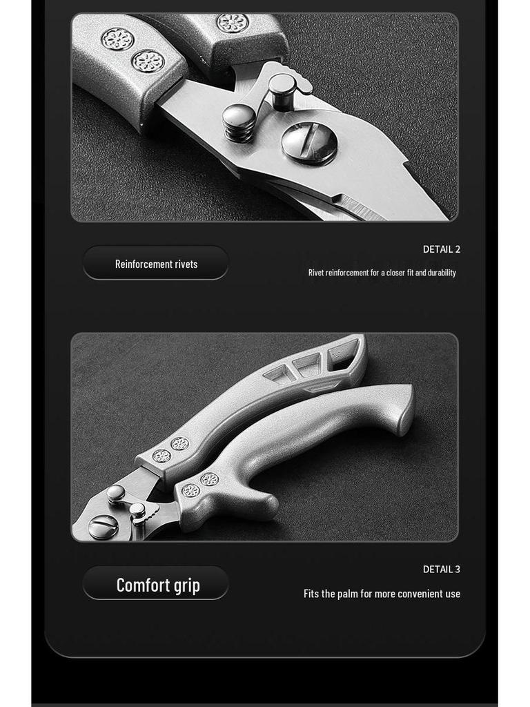 Powerful Multifunctional Stainless Steel Kitchen Scissors for Chicken, Fish, Barbecue & More
