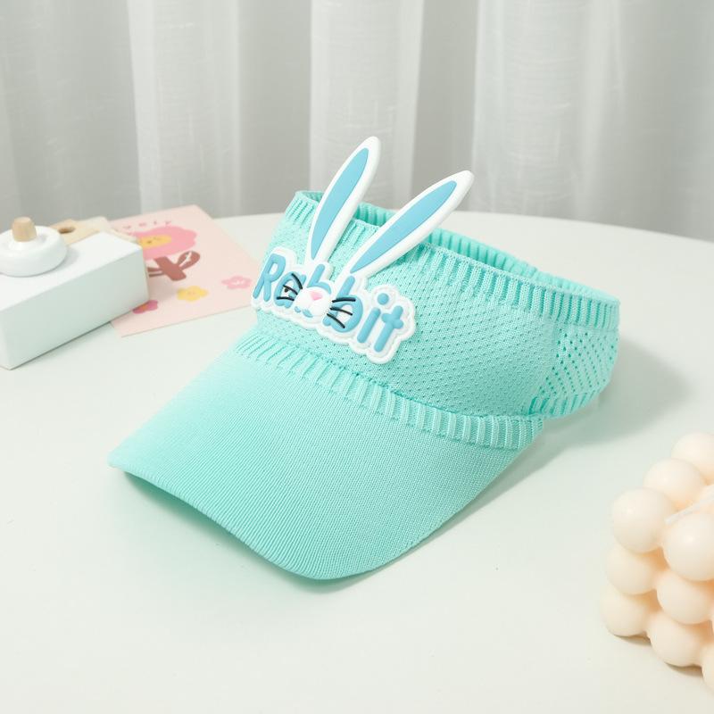 Children'S Knitted Empty Top Hat Summer Sun Hat Cute Rabbit Ears Letter Wings Cool Hat Parent-Child Show Ponytail