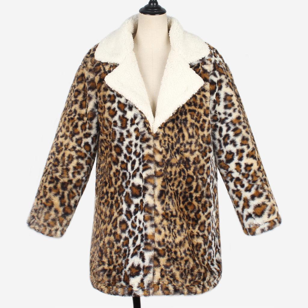 3 Leopard Print Autumn and Winter Plush Imitation Fur Coat Coat