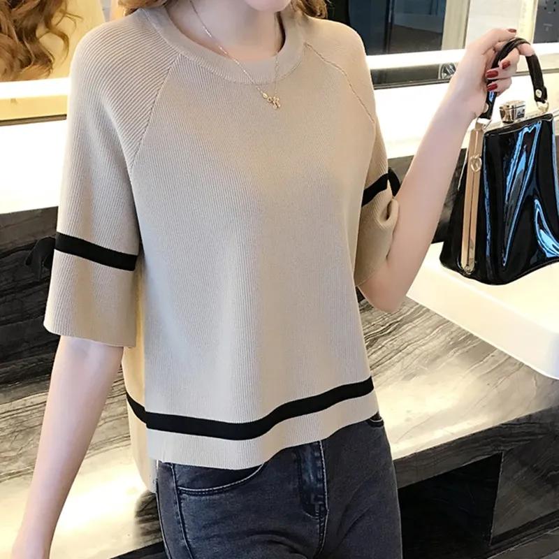 

Женская летняя футболка с коротким рукавом в корейском стиле, свободного кроя, из мягкого трикотажа, базовый слой XXS хаки