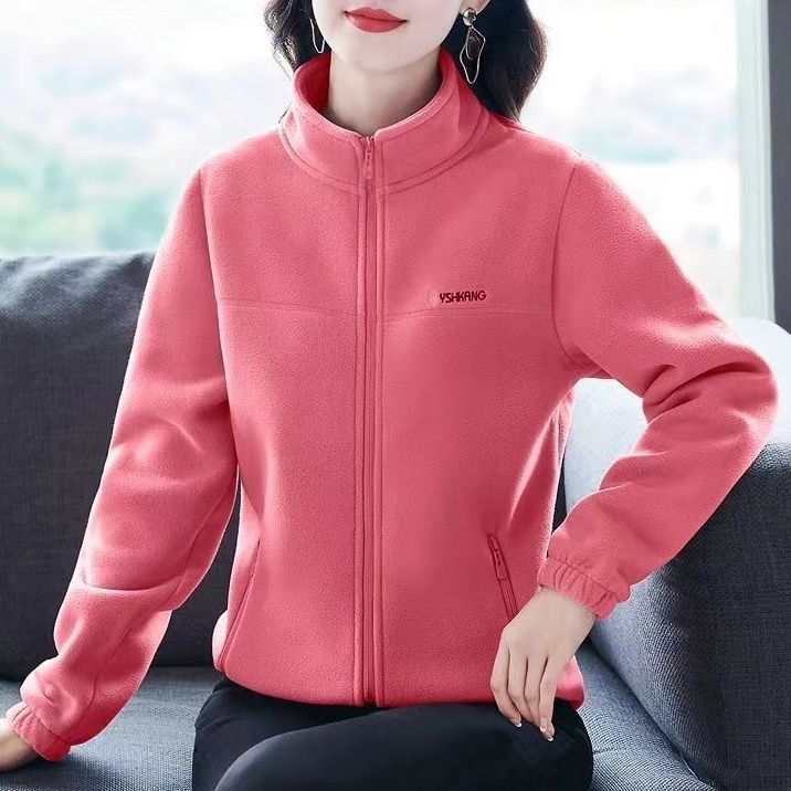 

Флисовая куртка Polar Fleece Женская повседневная куртка Свитер Флис Теплый Утепленный Плюс Флис Свитер XXXXL розовый