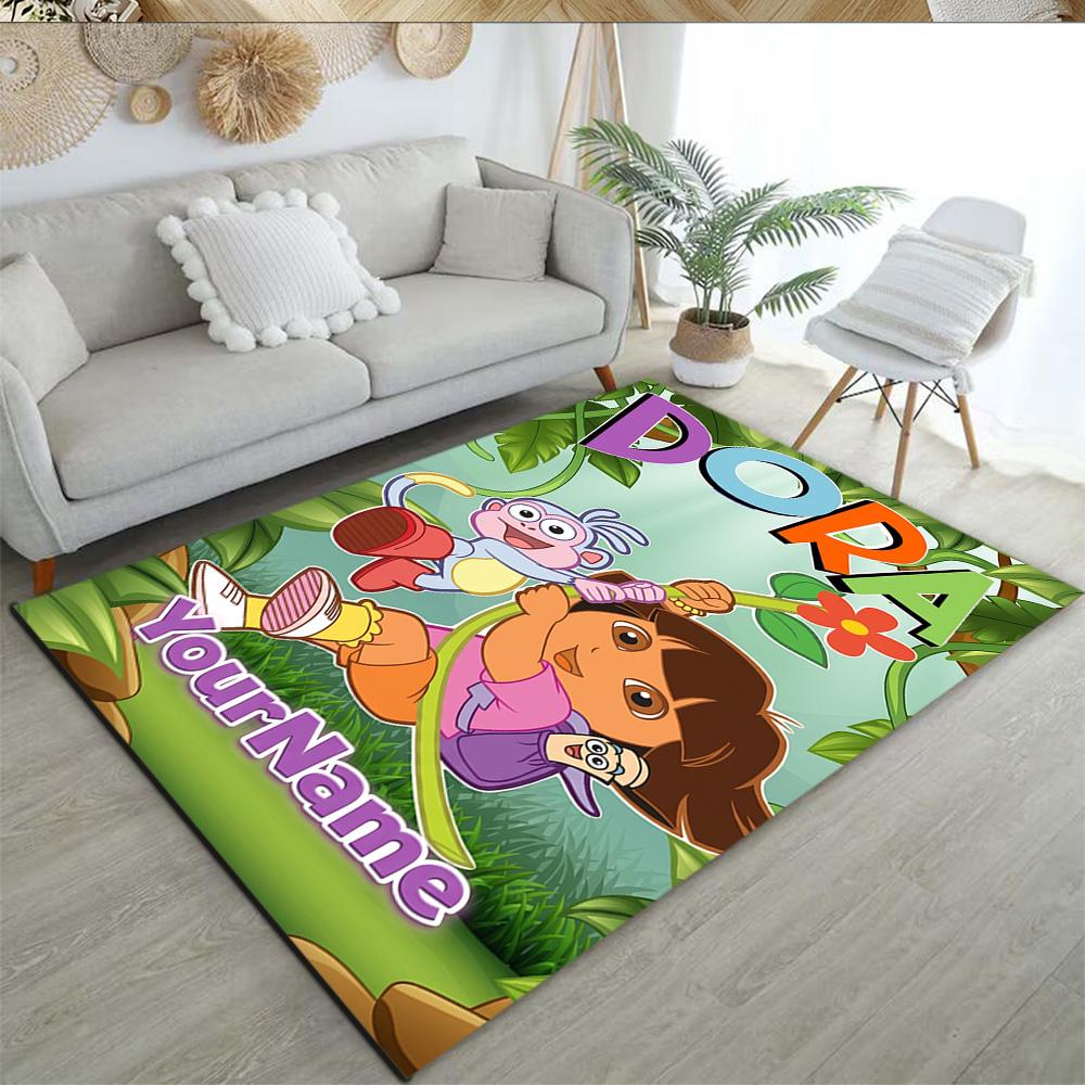 Dora Explorer Customizable Name Floor Rug Office Rug Perfect for Outdoor Dormitory Study room Playrooms Anti-slip Rug Decorate Offices