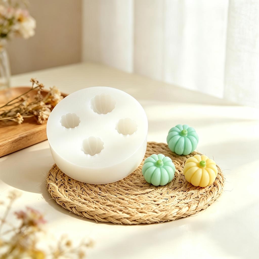 1pc Pumpkin‑Shaped Scented Candle Silicone Mold, Epoxy Resin & Plaster Casting Mold, Non‑Stick Easy‑Demold High‑Temp Resistant