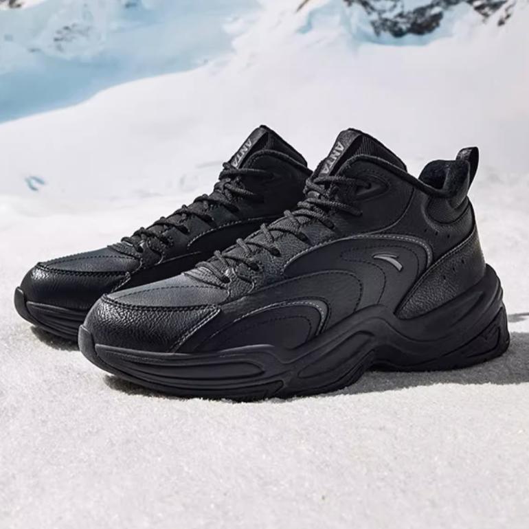 New Anta Through Warm Anti Slip And Wear Resistant Low Top Casual Shoes Men's Black 112448957-3