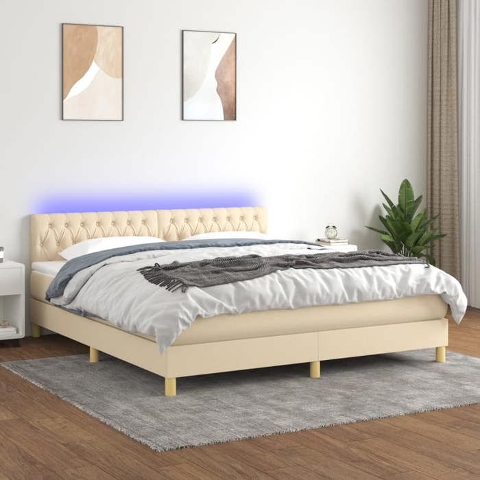 Maison Exclusive - Sommier à lattes de lit avec matelas LED Crème 180x200 cm Tissu