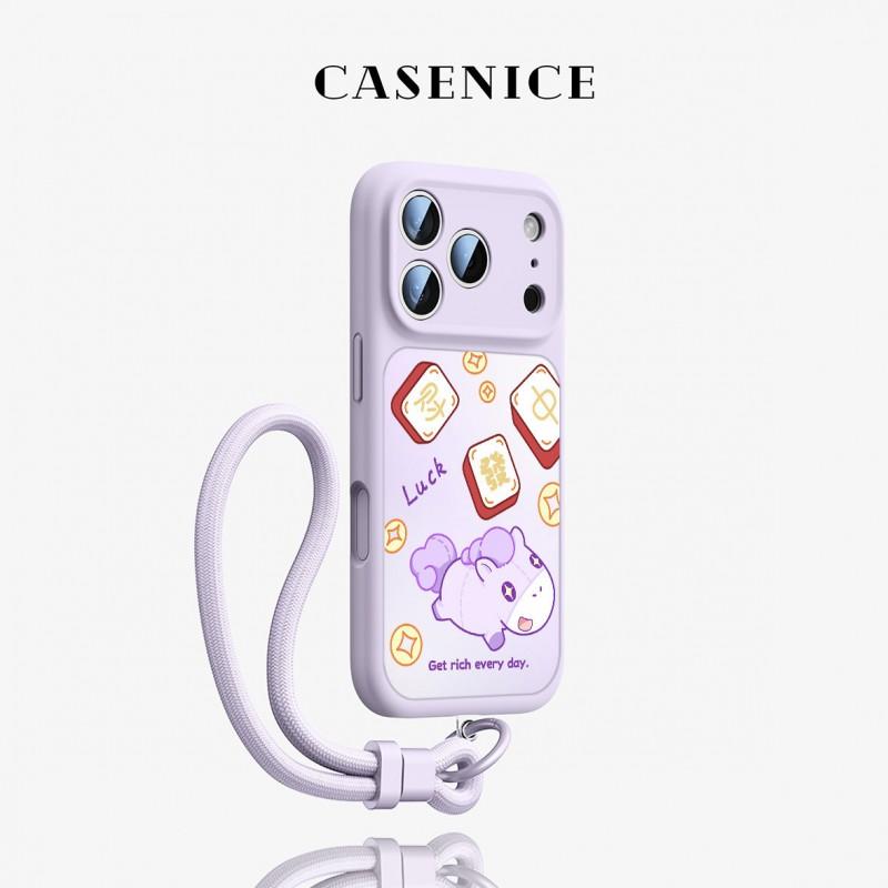 Liquid Silicone Phone Case IPhone 17 Pro Max Full Coverage Drop Protection With Lanyard Strap Slim Fit Women