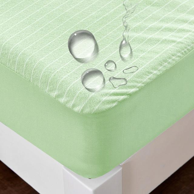 Husă de pat impermeabilă Bumbac Cearceaf de pat cu elastic Husă de protecție pentru saltea anti-tragere pentru Twin/ Full/ Queen/ King 120x200x30cm verde