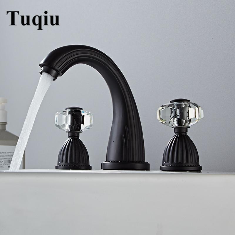 Rubinetto per Lavabo Grigio Canard Rubinetto per Lavabo da Bagno a 3 Fori a Larga Apertura Oro/Nero/Cromo Miscelatore per Lavabo Rubinetto Acqua Calda e Fredda Nuovo