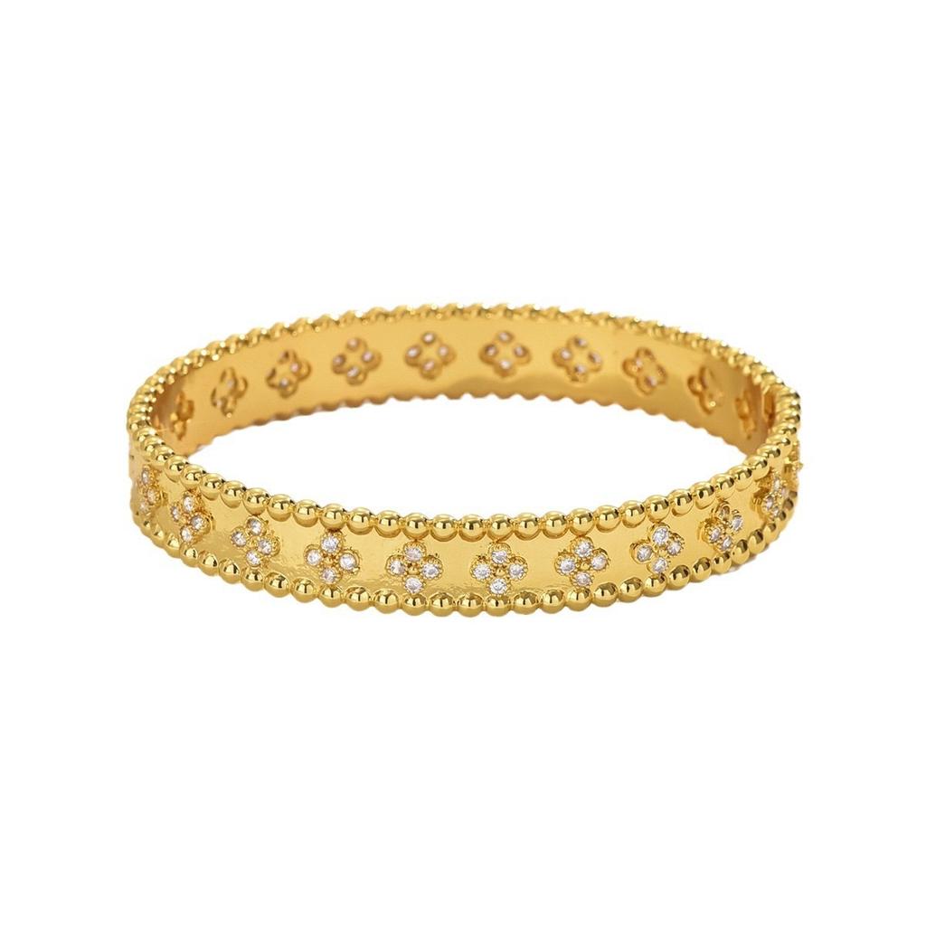 20.26 Million Flower Tube Jewelry Four-leaf Clover Bracelet Plated 18K Gold Diamond Bracelet Exquisite Jewelry