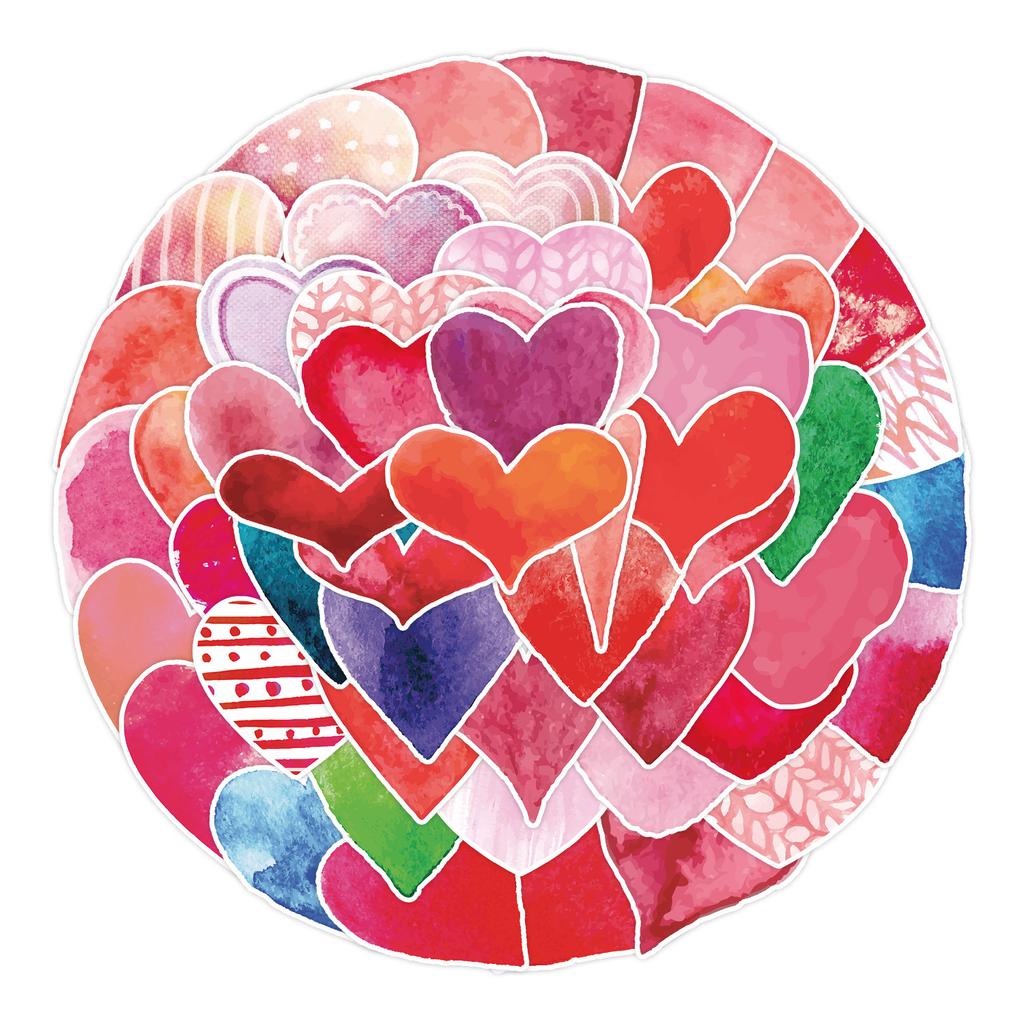 50 Valentine's Day Love Doodle Stickers Luggage Laptop Skateboard Mobile Phone Waterproof Decorative Stickers