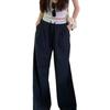 Women's Spring-Summer High-Waist Plaid Wide-Leg Pants - Korean Style Casual Sports