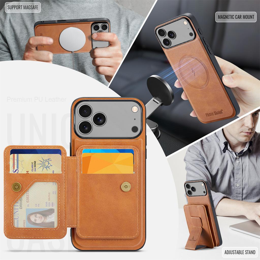 Detachable Card Slot Wallet for Magsafe Magnetic Leather Phone Case for IPhone 17 Air 16 15 14 Plus 13 12 11 Pro Max Cover