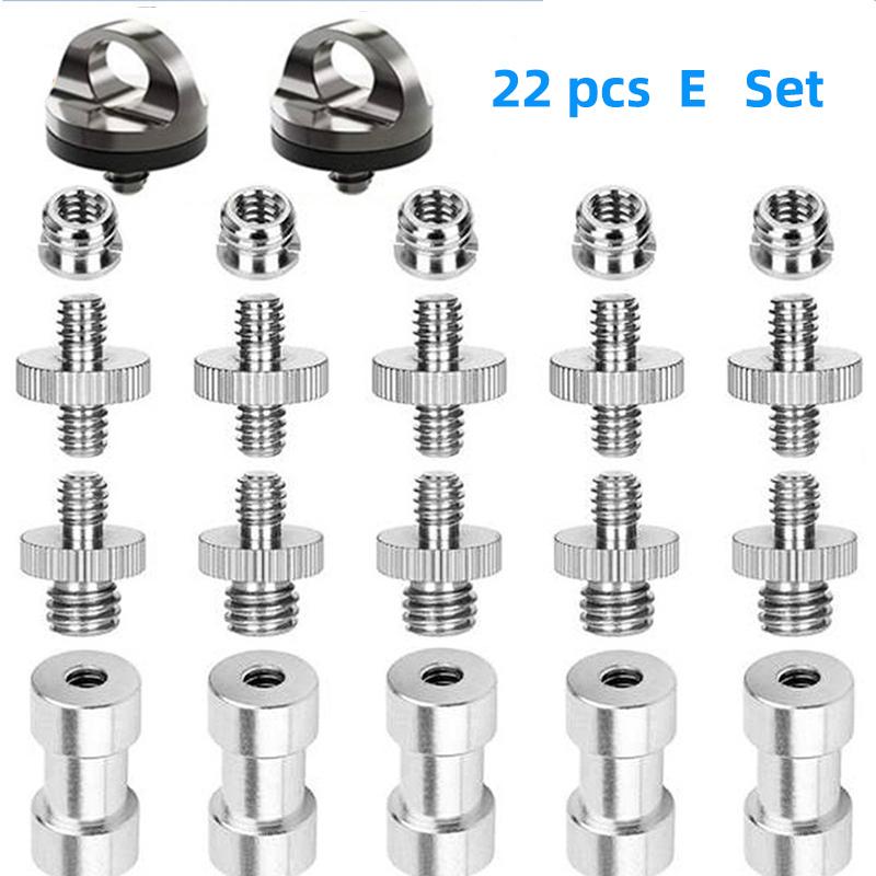 22PCS 1/4"-3/8" Camera Mount Screw Adapter Kit with Threaded Ring Converters for DSLR Tripod Ballhead Photography Accessories