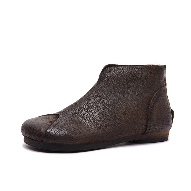 

Plus-size Women s Shoes, Short Boots, Retro Soft Leather, Soft Soles, New One-foot Women s Boots, Square Toe Boots 35 сірий колір