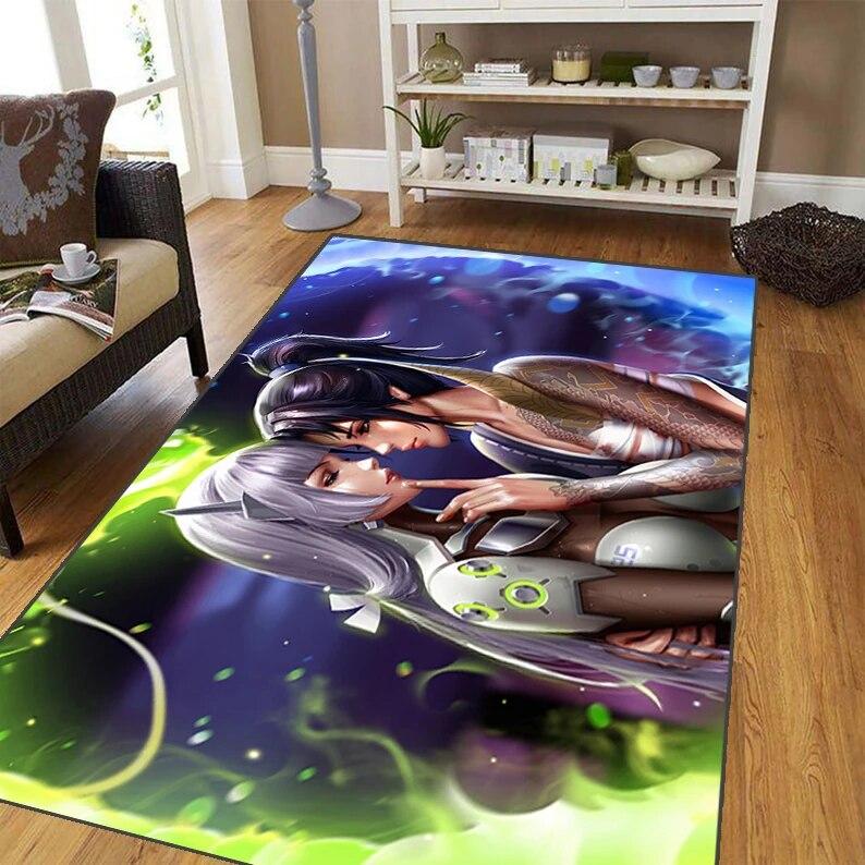 Overwatch Carpet for Living Room,Soft Flannel Rug for Bedroom ,Anti-Slip  BATHROOM Mat,  Baby Play Mat, Anime Rug  Decoracion